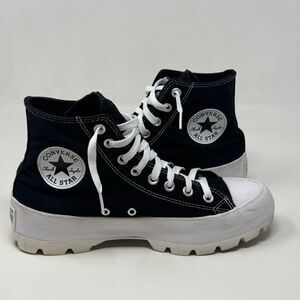 Converse All Star Chuck Lugged Soles High Shoes Womens 9 Black Canvas Retro